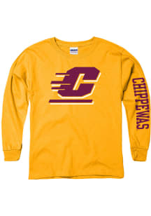 Central Michigan Chippewas Youth Gold Big Logo Long Sleeve T-Shirt
