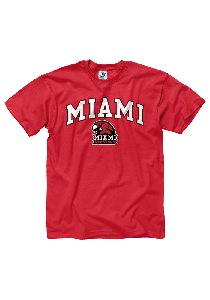 Miami Redhawks Red Arch Logo Short Sleeve T Shirt