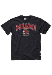 Miami Redhawks Black Arch Logo Short Sleeve T Shirt