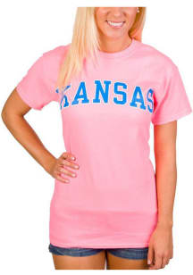 Kansas Pink Arched Wordmark Short Sleeve T Shirt
