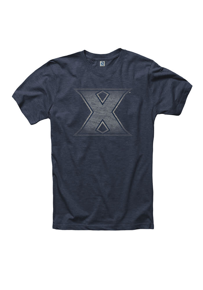 Xavier Musketeers Navy Blue Fade Out Short Sleeve T Shirt
