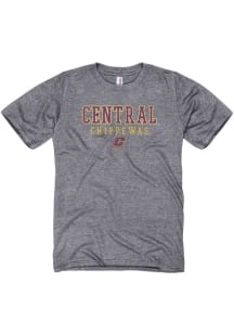 Central Michigan Chippewas Grey Worn out Short Sleeve T Shirt
