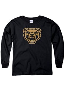 Oakland University Golden Grizzlies Youth Black Logo Long Sleeve T-Shirt
