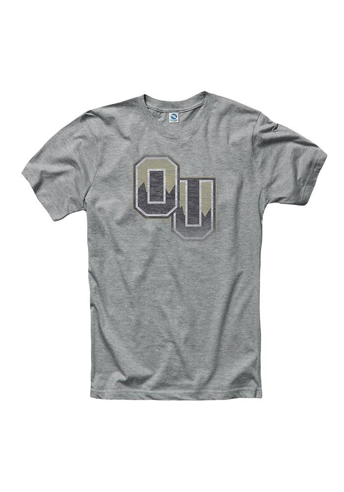 Oakland University Golden Grizzlies Grey Fadeout Logo Short Sleeve T Shirt