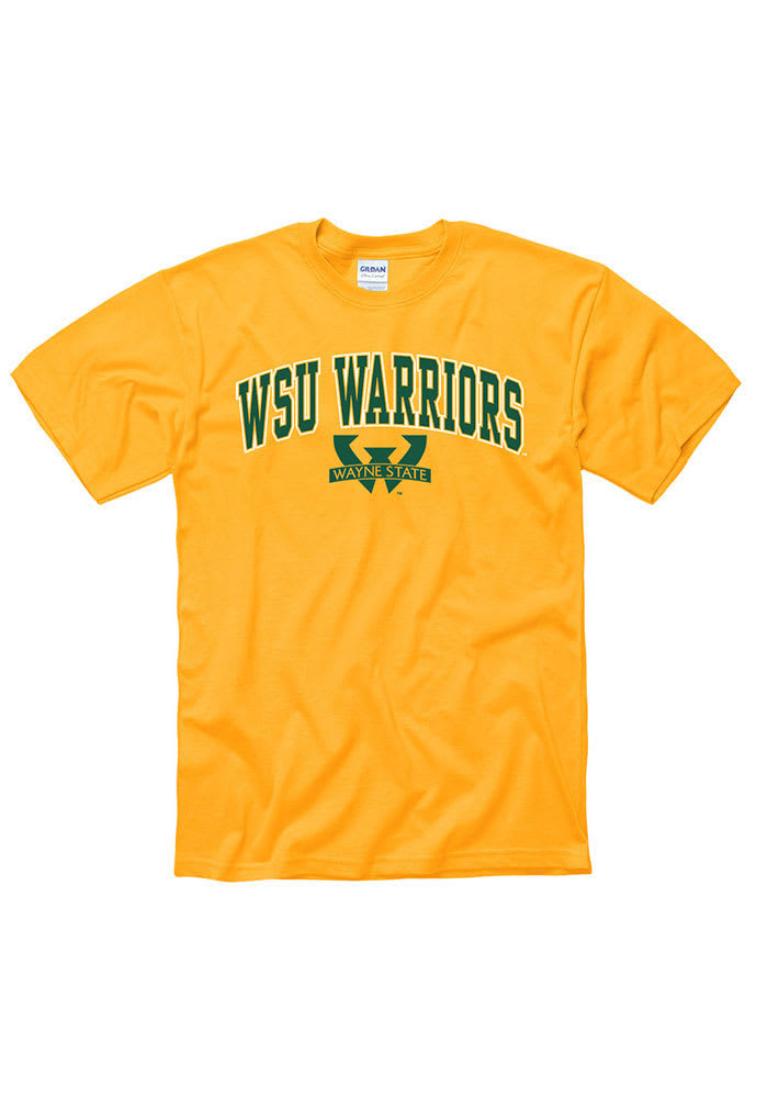Wayne State Warriors Gold Arch Mascot Short Sleeve T Shirt
