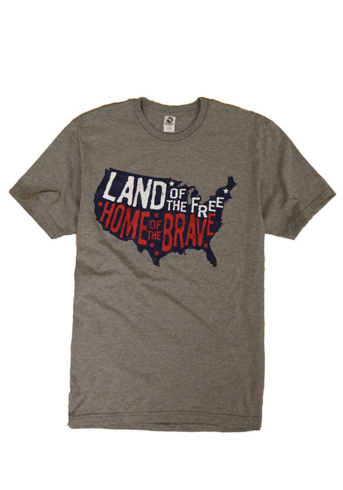 Americana Grey Land of the Free Short Sleeve T Shirt