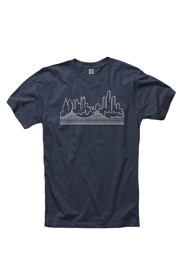Detroit Navy Blue Skyline Short Sleeve T Shirt