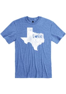 Texas Blue State Shape Love Short Sleeve T Shirt