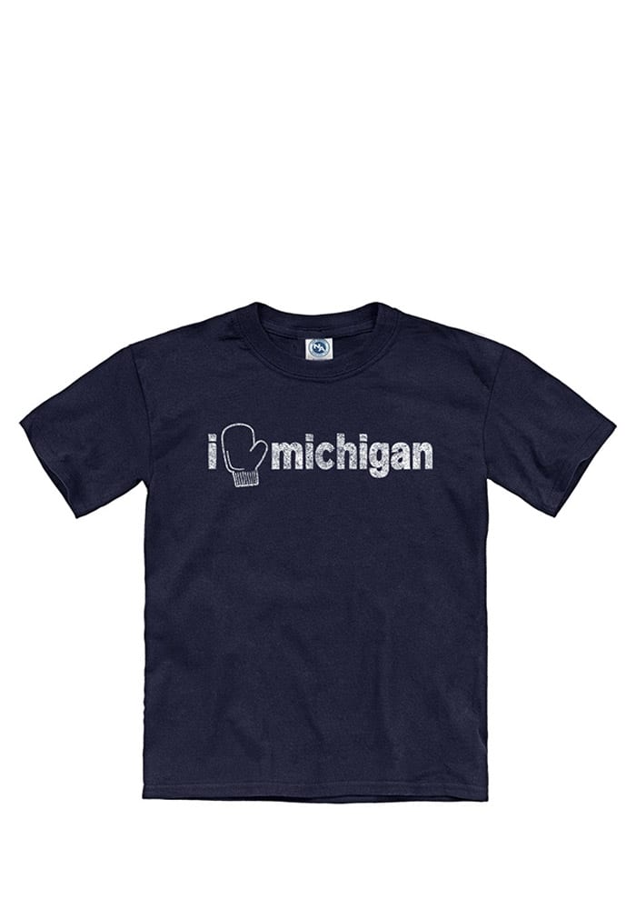 Michigan Youth Navy Blue I Mitten Short Sleeve T Shirt