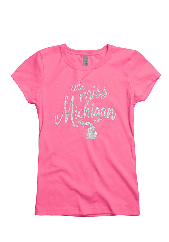 Michigan Girls Pink Little Miss Short Sleeve T Shirt