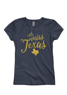 Texas Girls Navy Blue Little Miss Short Sleeve T Shirt