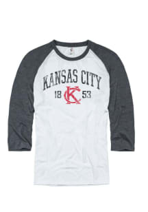 Kansas City White Arch Establish Date Raglan ¾ Sleeve T Shirt