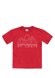 St Louis Youth Red Skyline Glow Short Sleeve T Shirt