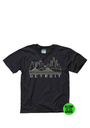 Detroit Youth Black Skyline Glow Short Sleeve T Shirt