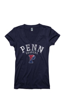 Pennsylvania Quakers Juniors Navy Blue Varsity Ageless V-Neck T-Shirt