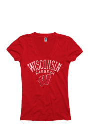 Wisconsin Badgers Juniors Red Ageless V-Neck T-Shirt