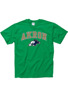 Akron Zips Green Arch Mascot Short Sleeve T Shirt