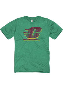 Central Michigan Chippewas Green Distressed Big Logo Short Sleeve Fashion T Shirt
