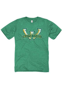 Wayne State Warriors Green Distressed Big Logo Short Sleeve Fashion T Shirt