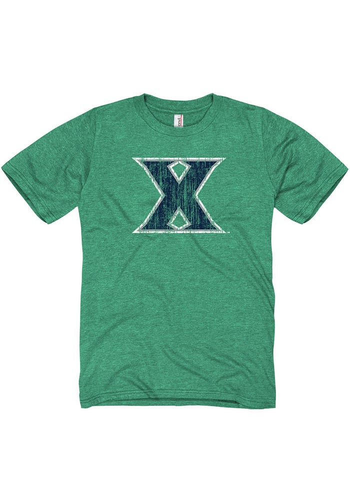 Xavier Musketeers Green Distressed Big Logo Short Sleeve Fashion T Shirt
