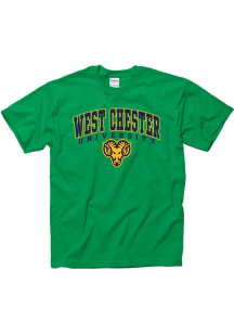 West Chester Golden Rams Green Arch Mascot Short Sleeve T Shirt