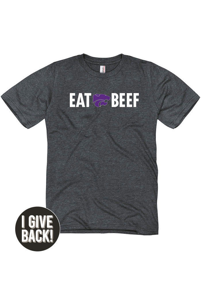 K-State Wildcats Grey Eat Beef Short Sleeve Fashion T Shirt
