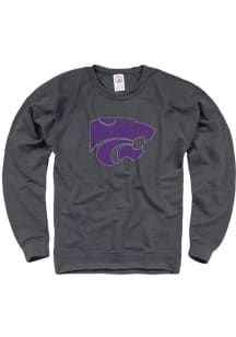 K-State Wildcats Mens Charcoal French Terry Long Sleeve Crew Sweatshirt