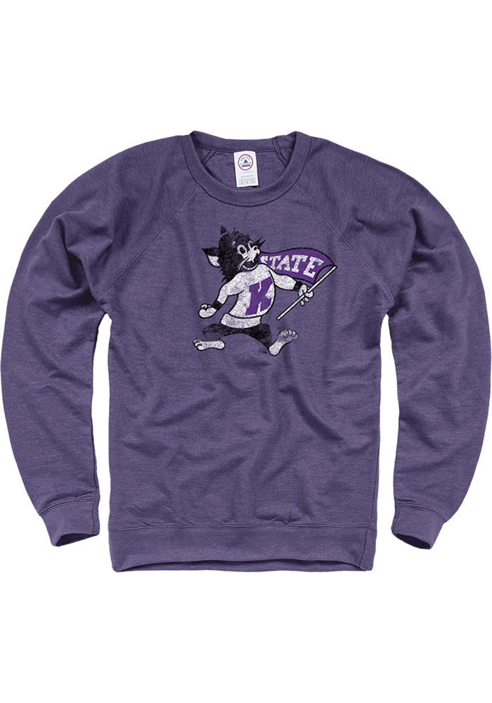 K-State Wildcats Mens Purple French Terry Long Sleeve Crew Sweatshirt