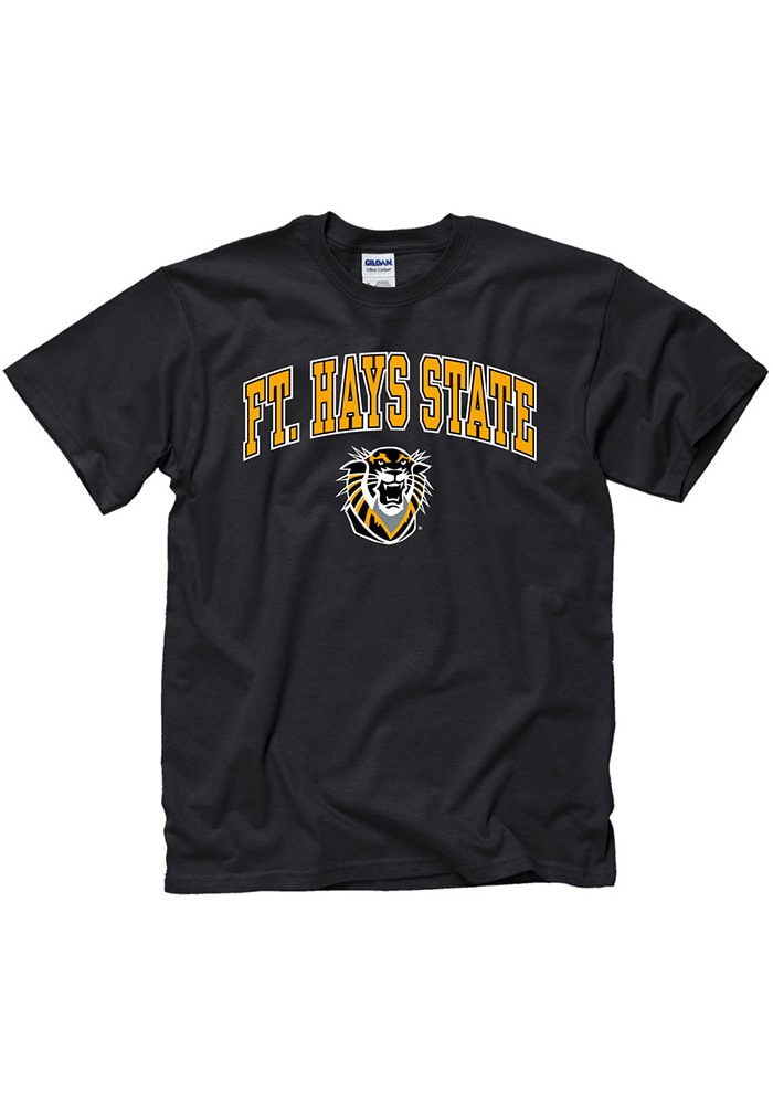 Fort Hays State Tigers Black Arch Mascot Short Sleeve T Shirt