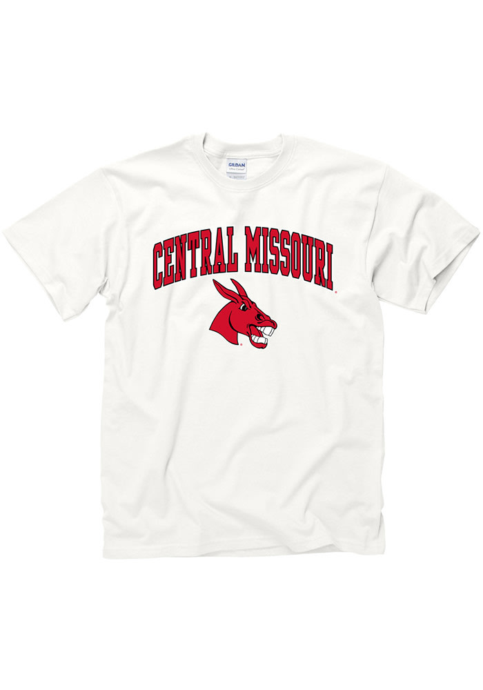 Central Missouri Mules White Arch Mascot Short Sleeve T Shirt
