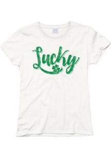 St Patrick's Day Womens White Lucky Short Sleeve T Shirt