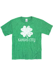 Kansas City Youth Green Splatter Shamrock Short Sleeve T Shirt