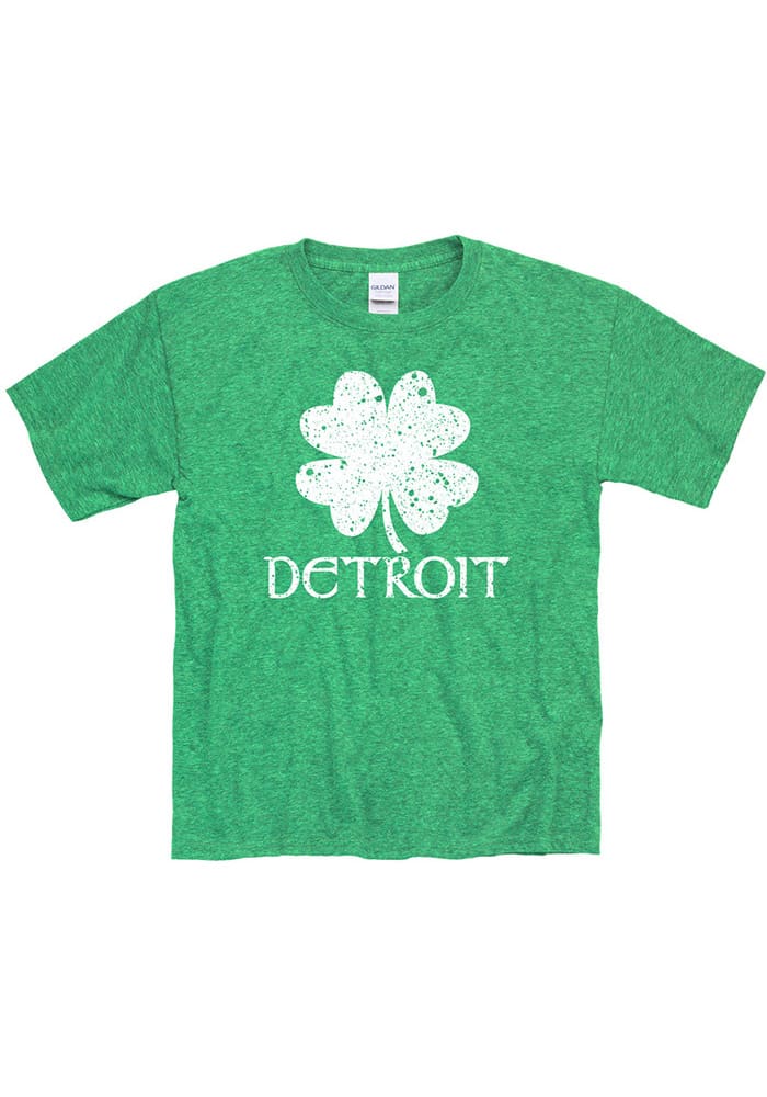 Detroit Youth Green Splatter Shamrock Short Sleeve T Shirt