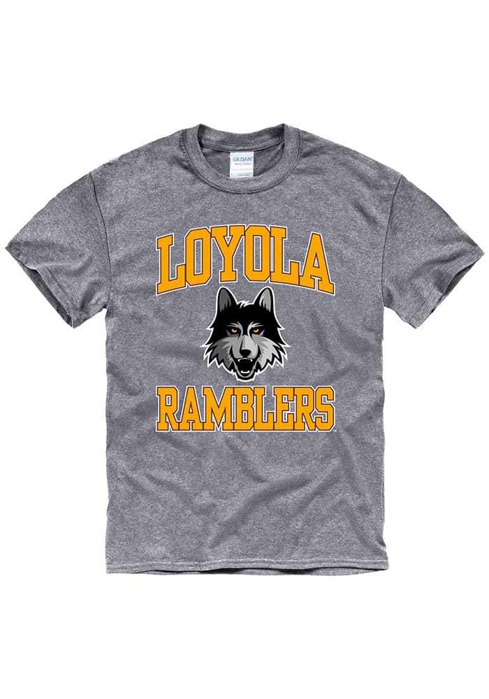 Loyola Ramblers Grey Arch Mascot Short Sleeve T Shirt