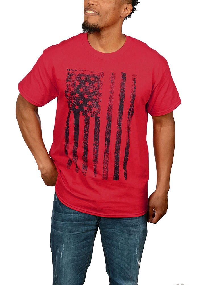 Americana Red Distressed American Flag Short Sleeve T Shirt