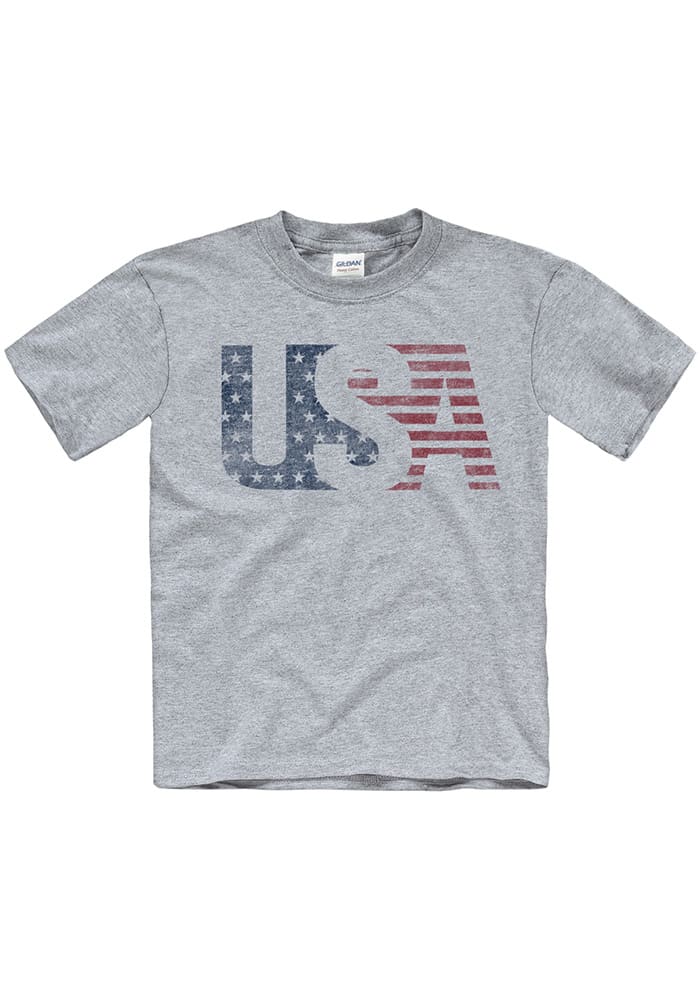 Americana Youth Grey USA Flag Short Sleeve T Shirt