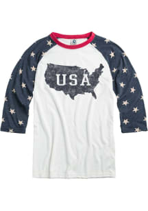 Americana White USA Map Raglan Sleeve T Shirt