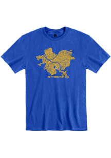 Pittsburgh Blue Map Neighborhood Short Sleeve T Shirt
