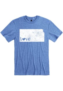 Kansas Blue State Shape Love Short Sleeve T Shirt