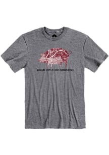 Kansas City Grey BBQ Pig Map Short Sleeve T Shirt