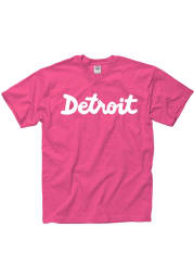 Detroit Pink Script Short Sleeve T Shirt