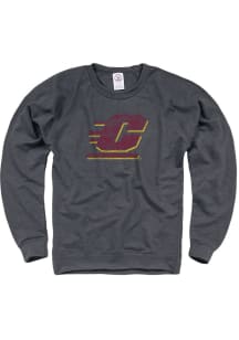 Central Michigan Chippewas Mens Charcoal French Terry Long Sleeve Crew Sweatshirt