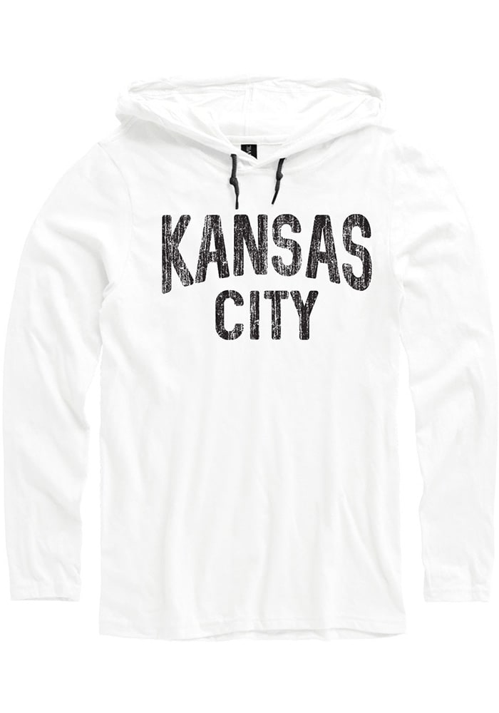 Kansas City White Wordmark Arch Long Sleeve Light Weight Hood