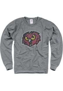 Temple Owls Mens Grey Logo Long Sleeve Crew Sweatshirt
