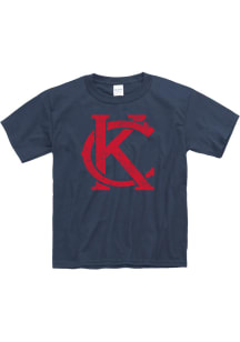 Kansas City Youth Navy Blue Monogram Short Sleeve T Shirt