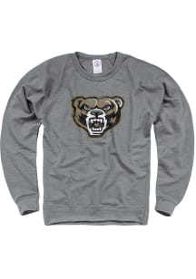 Oakland University Golden Grizzlies Mens Charcoal French Terry Long Sleeve Crew Sweatshirt