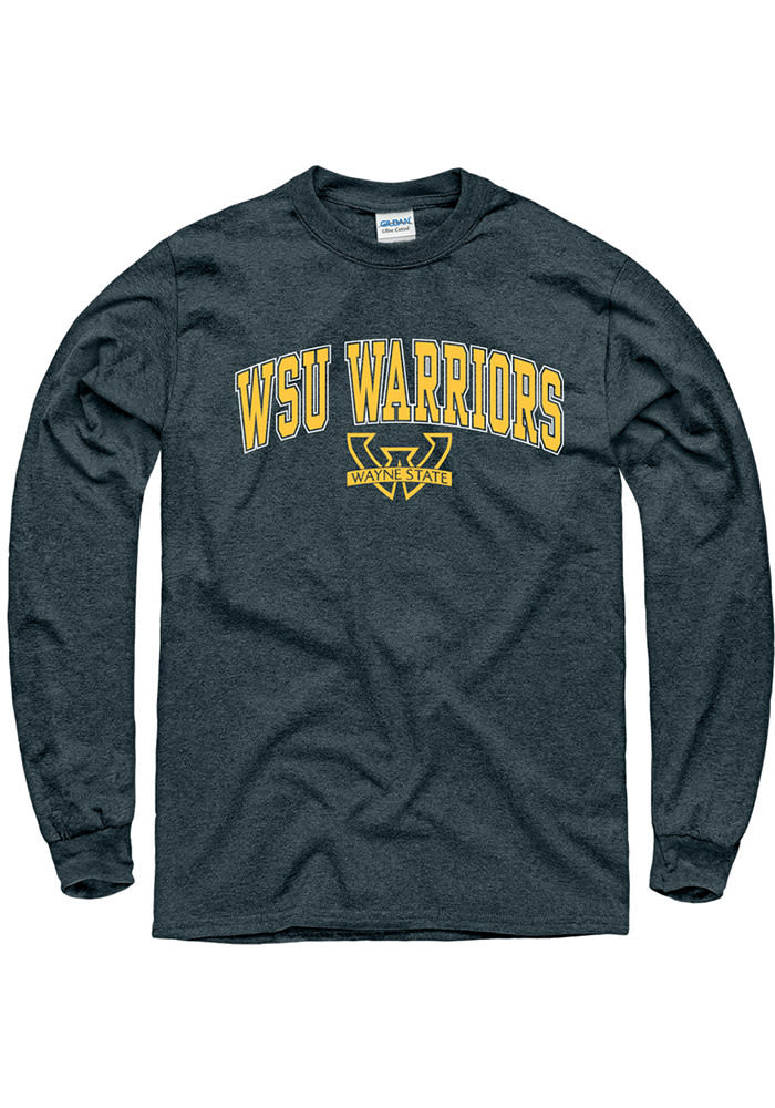 Wayne State Warriors Charcoal Arch Mascot Long Sleeve T Shirt