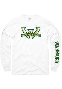 Wayne State Warriors White Arch Mascot Long Sleeve T Shirt