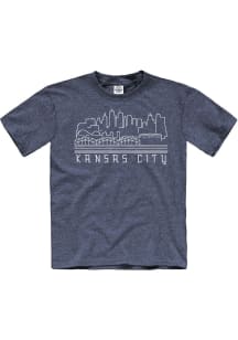 Kansas City Youth Navy Blue Skyline Glow Short Sleeve T Shirt