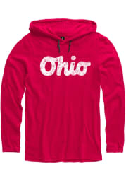 Ohio Red Script Long Sleeve Light Weight Hood